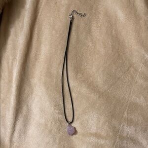 Natural Amethyst Crystal Pendant on 16 Inch Black Cord with 2 Inch Extender.